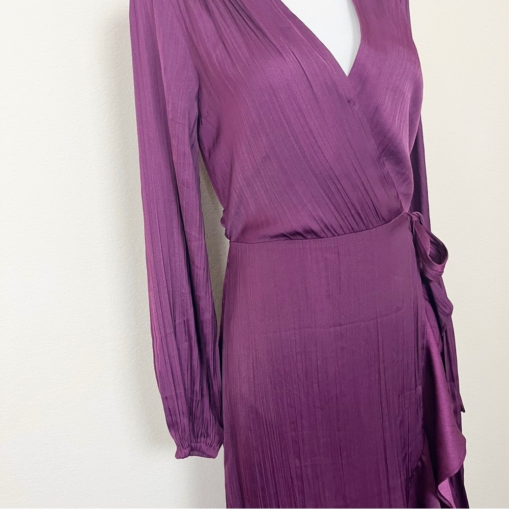 Anthropologie Maeve V-Neck Wrap‎ Raspberry Ruffle Maxi Dress - Picture 5 of 13